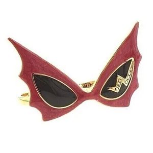 New Vintage BETSEY JOHNSON Glampire Collection Vampire Glasses Double Ring.